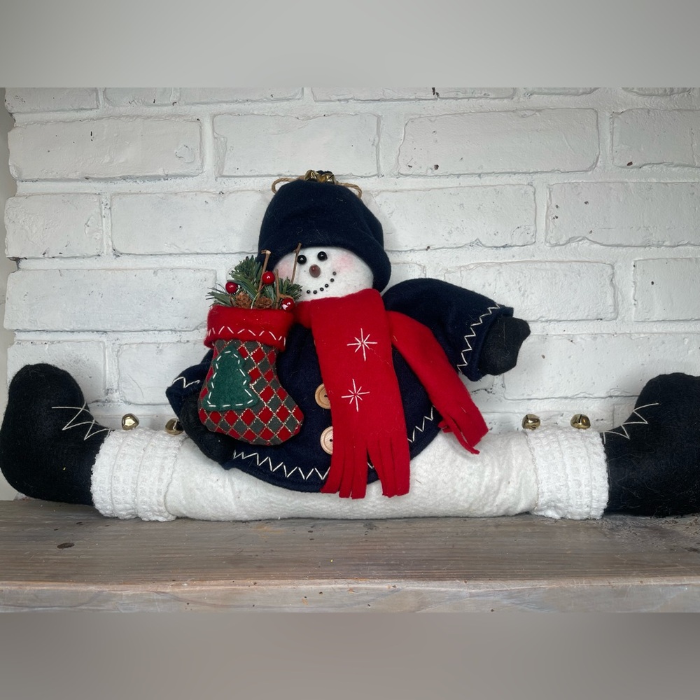 Large Vintage Snowman Plush Shelf, Mantle Decor